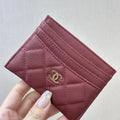 Chanel Classic Card Holder Grained Calfskin & Gold AP0213 Wine Red