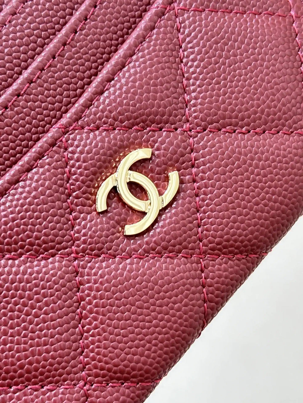 Chanel Classic Card Holder Grained Calfskin & Gold AP0213 Wine Red