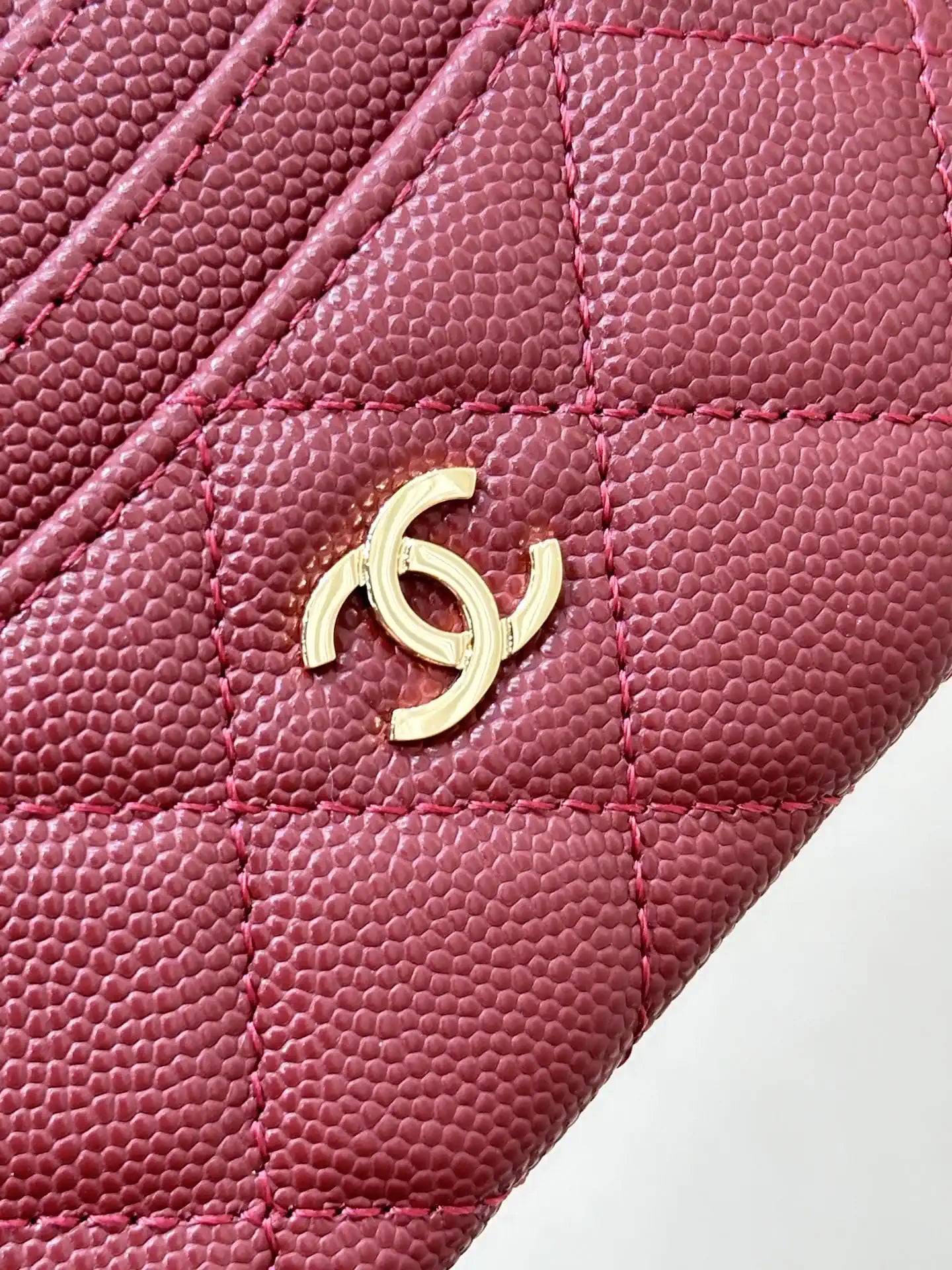 Chanel Classic Card Holder Grained Calfskin & Gold AP0213 Wine Red