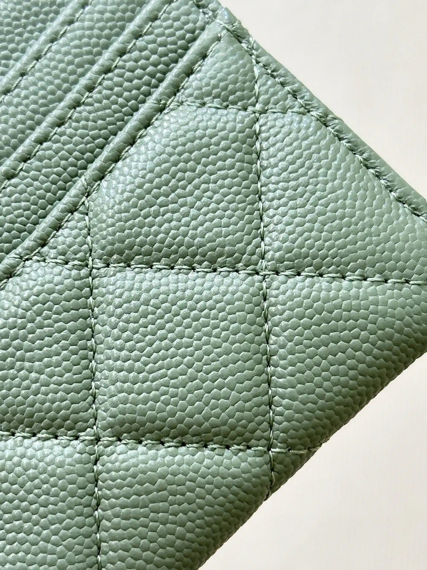 Chanel Classic Card Holder Grained Calfskin & Gold AP4472 Green
