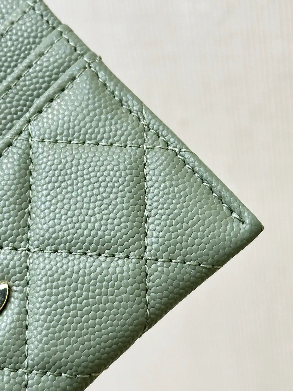 Chanel Classic Card Holder Grained Calfskin & Gold AP4472 Green