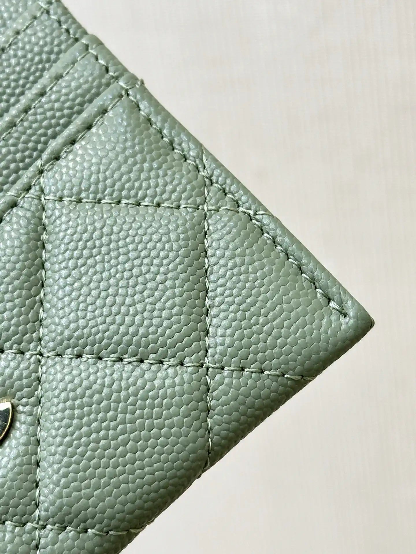 Chanel Classic Card Holder Grained Calfskin & Gold AP4472 Green