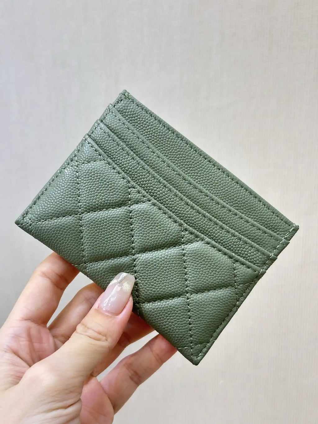 Chanel Classic Card Holder Grained Calfskin & Gold AP4472 Green