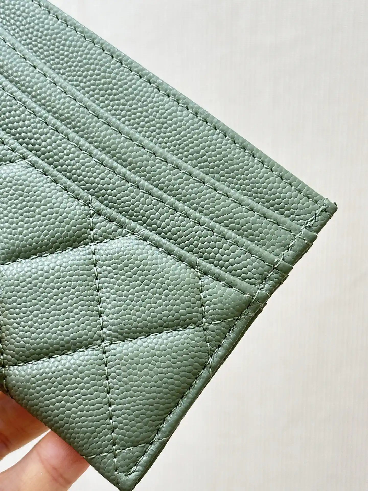 Chanel Classic Card Holder Grained Calfskin & Gold AP4472 Green