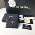 Chanel Classic Card Holder Zipper Grained shiny calfskin A31510 Black Gold - Default Title - View 1