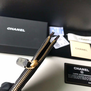 Chanel Classic Card Holder Zipper Grained shiny calfskin A31510 Black Gold - Default Title - View 7
