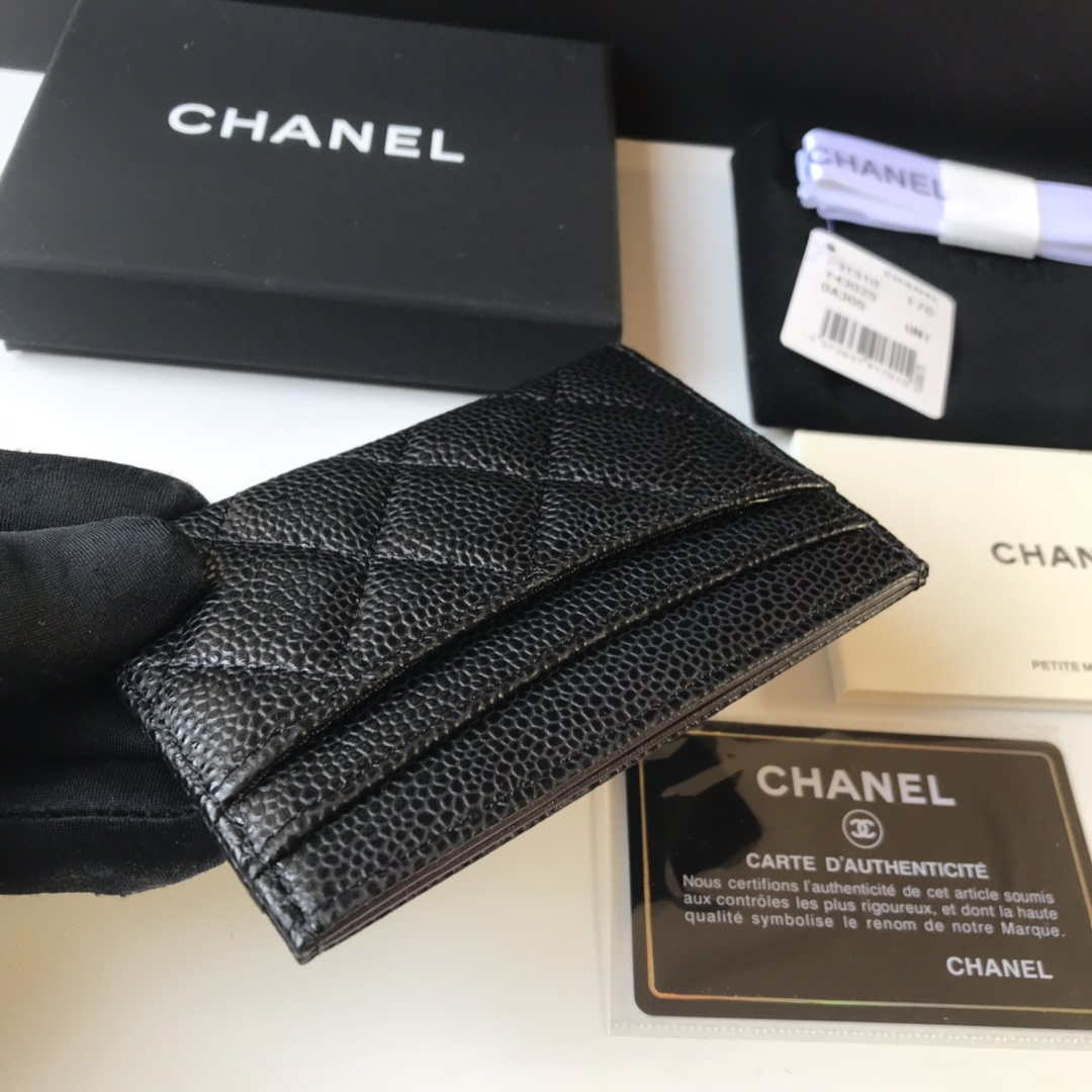 Chanel Classic Card Holder Zipper Grained shiny calfskin A31510 Black Silver - Default Title - View 6