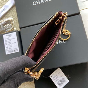 Chanel Classic Card Holder Zipper Grained shiny Calfskin A50168 Black Gold - Default Title - View 7