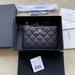 Chanel Classic Card Holder Zipper Grained shiny Calfskin A50168 Black Gold - Default Title - View 9