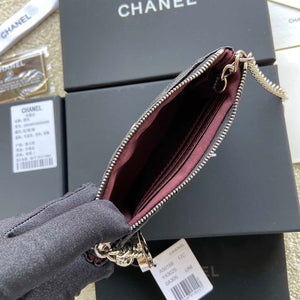 Chanel Classic Card Holder Zipper Grained shiny Calfskin A50168 Black Silver - Default Title - View 6