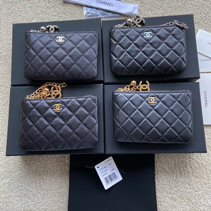 Chanel Classic Card Holder Zipper Grained shiny Calfskin A50168 Black Silver - Default Title - View 10