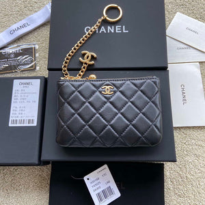 Chanel Classic Card Holder Zipper Lambskin A50168 Black Gold - Default Title - View 2