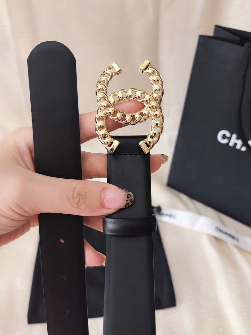 Chanel classic double C belt 3.0Cm leather AA0954