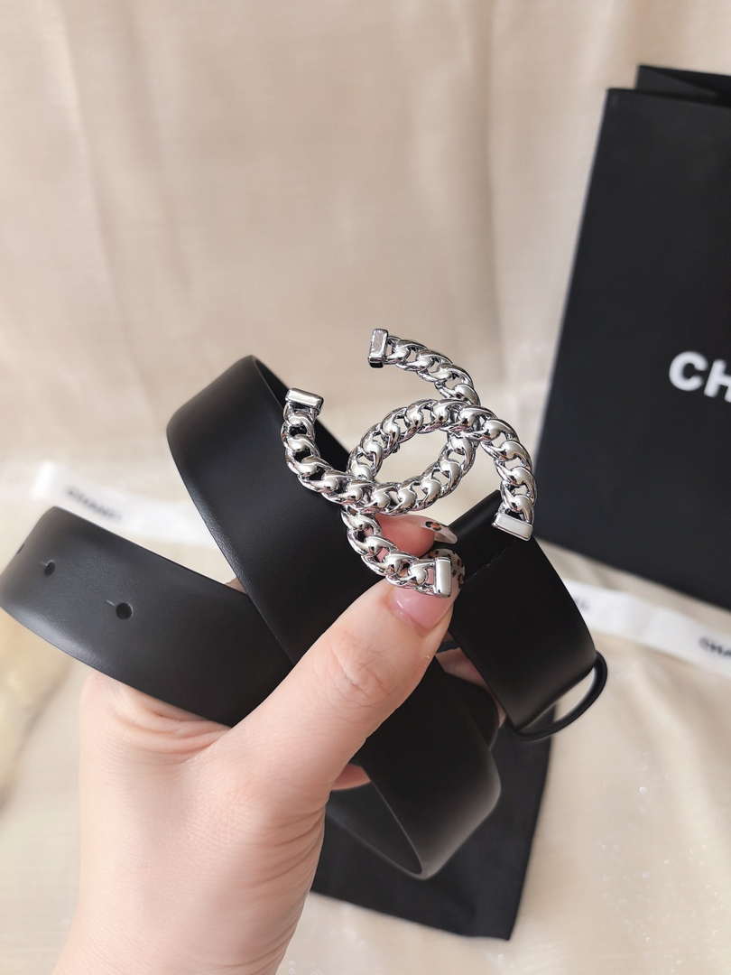Chanel classic double C belt 3.0Cm leather AA0956