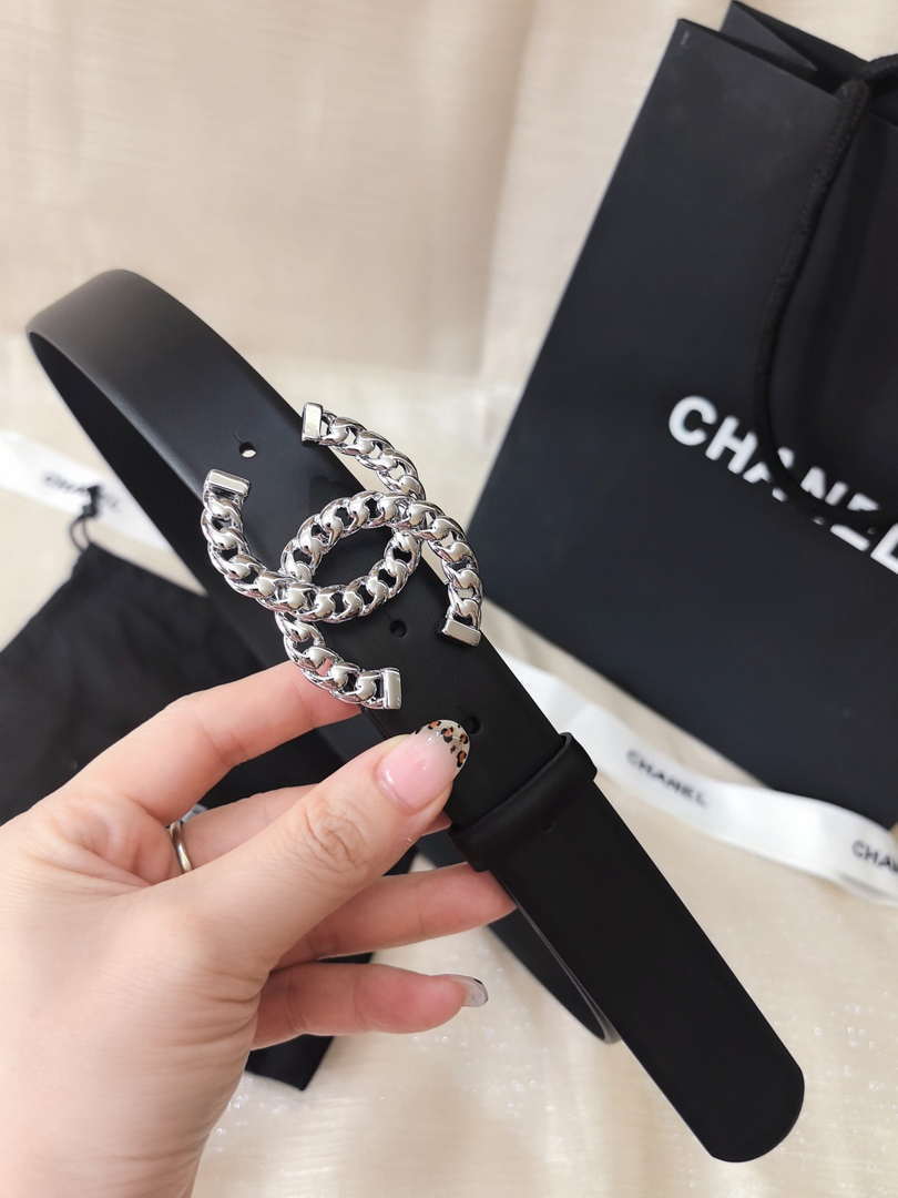 Chanel classic double C belt 3.0Cm leather AA0956
