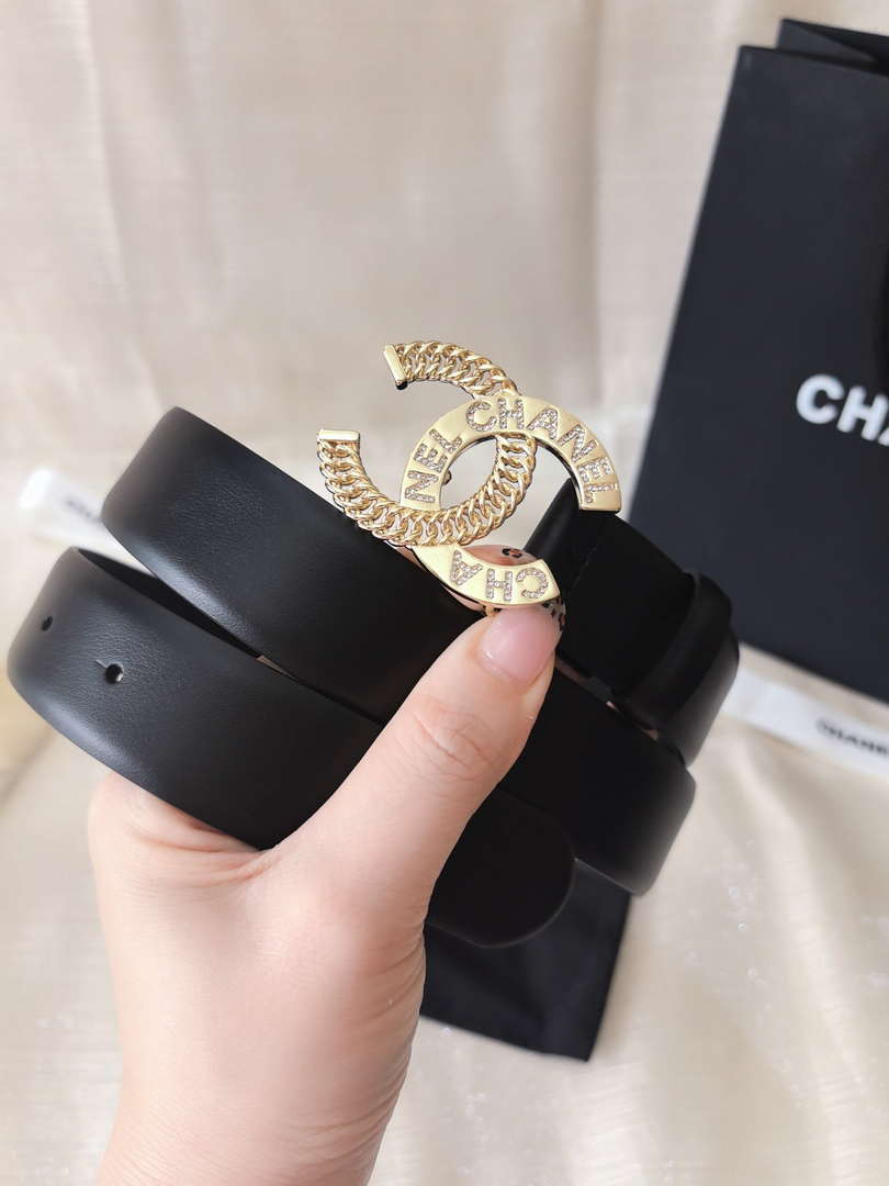 Chanel classic double C belt 3.0Cm leather AA0958