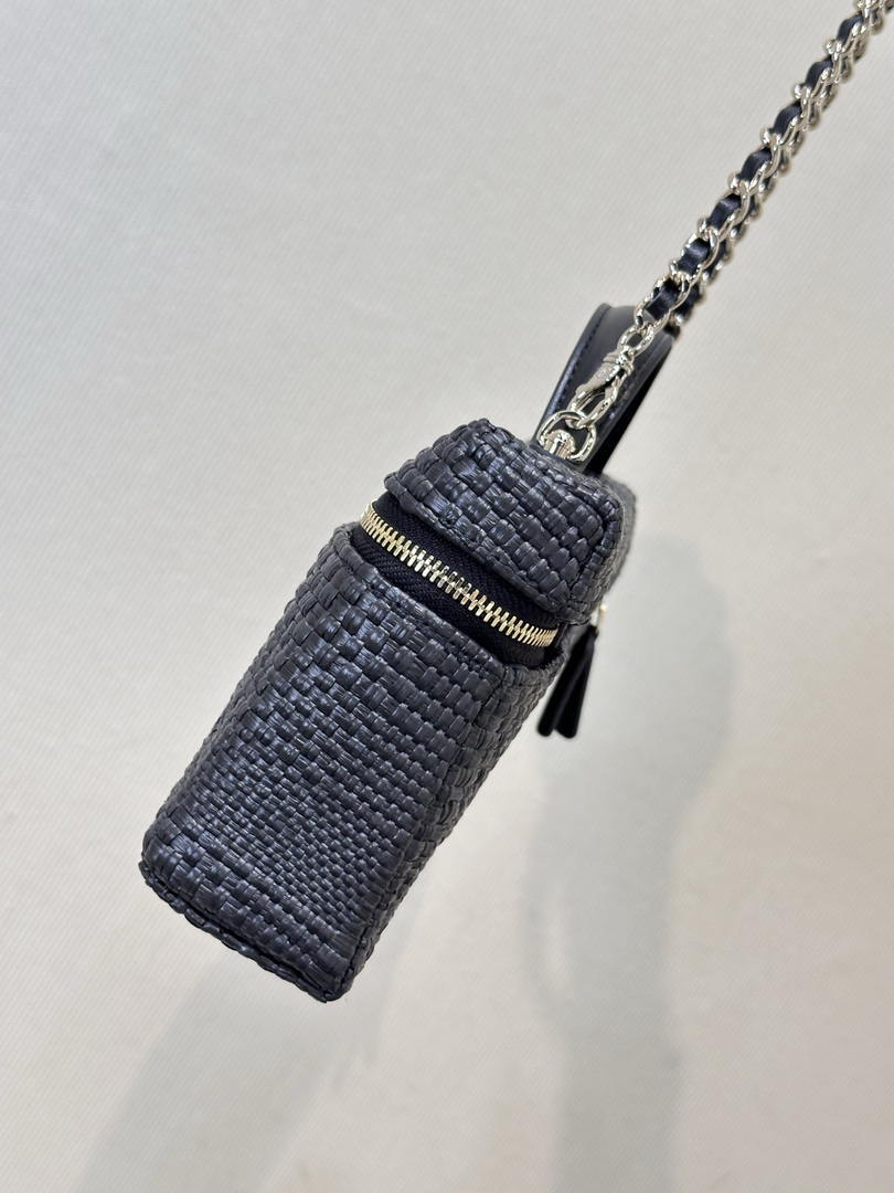 Chanel Classic Vanity with Chain Braided Raffia & Gold-Tone Metal AP4385 Black