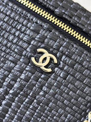 Chanel Classic Vanity with Chain Braided Raffia & Gold-Tone Metal AP4385 Black - Default Title - View 6
