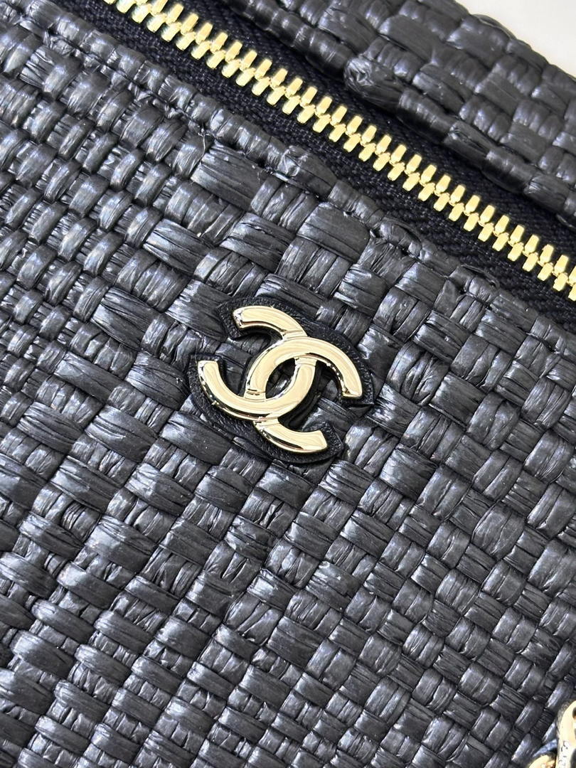 Chanel Classic Vanity with Chain Braided Raffia & Gold-Tone Metal AP4385 Black - Default Title - View 6