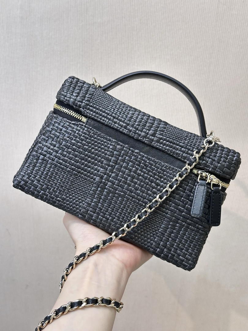 Chanel Classic Vanity with Chain Braided Raffia & Gold-Tone Metal AP4385 Black - Default Title - View 8