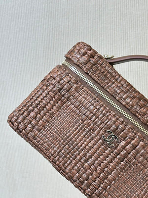 Chanel Classic Vanity with Chain Braided Raffia & Gold-Tone Metal AP4385 Brown - Default Title - View 9