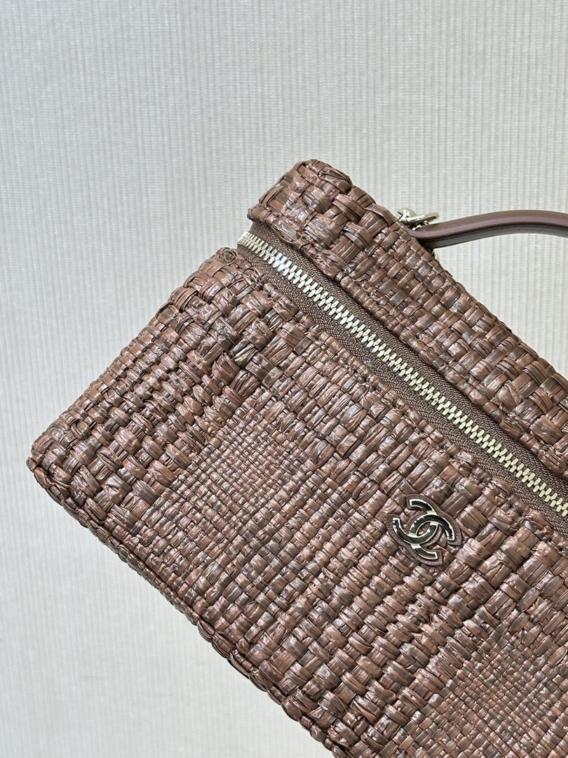 Chanel Classic Vanity with Chain Braided Raffia & Gold-Tone Metal AP4385 Brown - Default Title - View 9