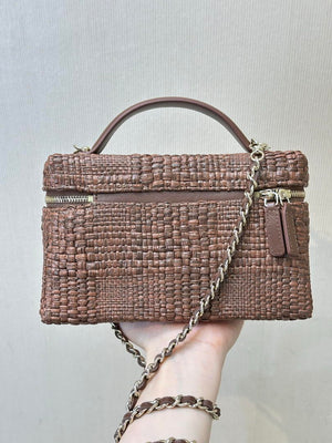 Chanel Classic Vanity with Chain Braided Raffia & Gold-Tone Metal AP4385 Brown - Default Title - View 12