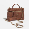Chanel Classic Vanity with Chain Braided Raffia & Gold-Tone Metal AP4385 Brown - Default Title - View 1