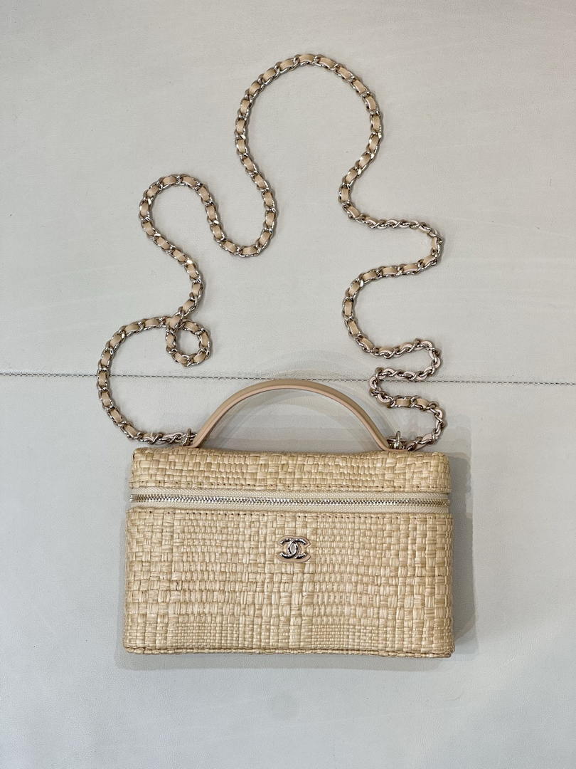 Chanel Classic Vanity with Chain Braided Raffia & Gold-Tone Metal AP4385 Nature - Default Title - View 5