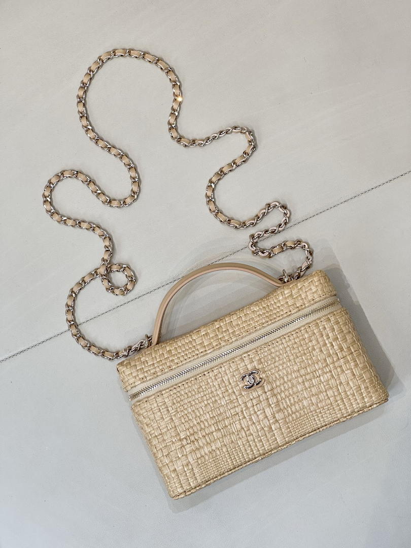 Chanel Classic Vanity with Chain Braided Raffia & Gold-Tone Metal AP4385 Nature - Default Title - View 6