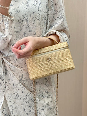 Chanel Classic Vanity with Chain Braided Raffia & Gold-Tone Metal AP4385 Nature - Default Title - View 1