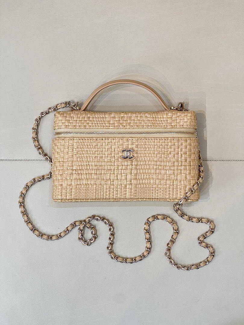 Chanel Classic Vanity with Chain Braided Raffia & Gold-Tone Metal AP4385 Nature - Default Title - View 7