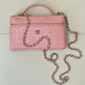 Chanel Classic Vanity with Chain Braided Raffia & Gold-Tone Metal AP4385 Pink - Default Title - View 1