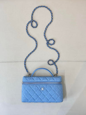 Chanel Classic Vanity with Chain Denim & Gold-Tone Metal AP4385 Blue - Default Title - View 1
