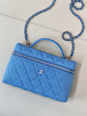 Chanel Classic Vanity with Chain Denim & Gold-Tone Metal AP4385 Blue - Default Title - View 2