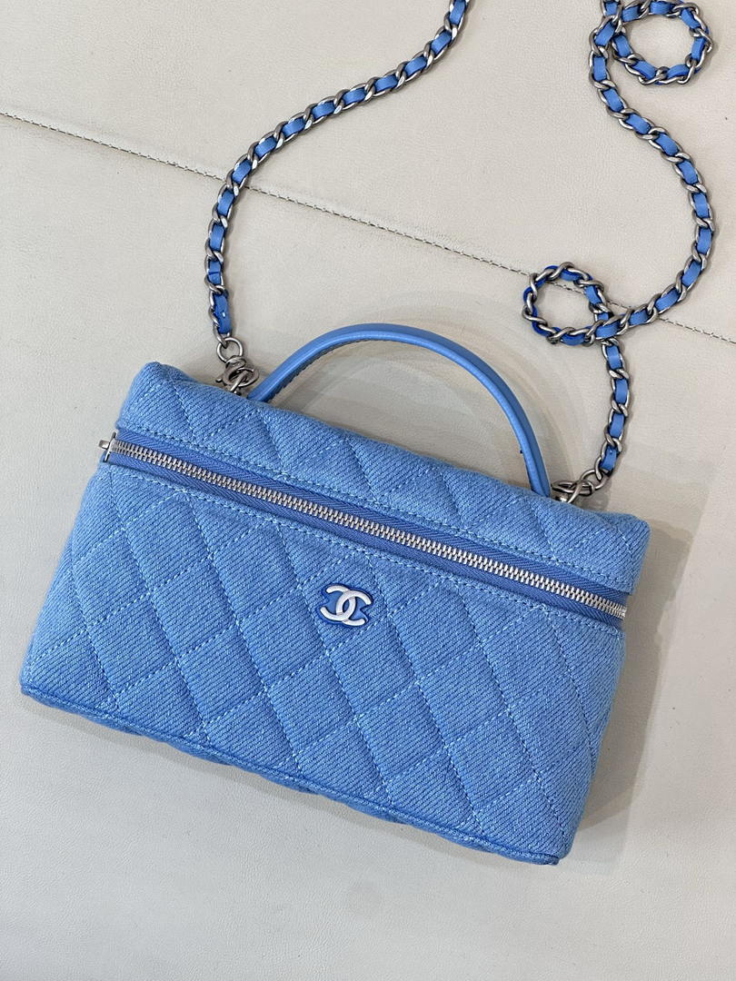 Chanel Classic Vanity with Chain Denim & Gold-Tone Metal AP4385 Blue - Default Title - View 2