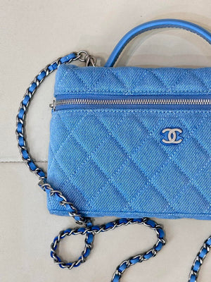 Chanel Classic Vanity with Chain Denim & Gold-Tone Metal AP4385 Blue - Default Title - View 4