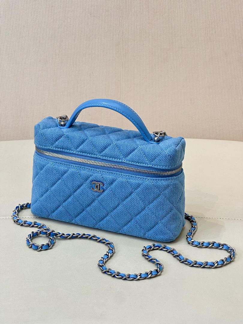 Chanel Classic Vanity with Chain Denim & Gold-Tone Metal AP4385 Blue - Default Title - View 6