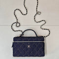 Chanel Classic Vanity with Chain Denim & Gold-Tone Metal AP4385 Dark Blue & Orange - Default Title - View 1