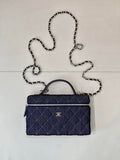 Chanel Classic Vanity with Chain Denim & Gold-Tone Metal AP4385 Dark Blue & Orange