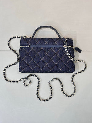 Chanel Classic Vanity with Chain Denim & Gold-Tone Metal AP4385 Dark Blue & Orange - Default Title - View 7