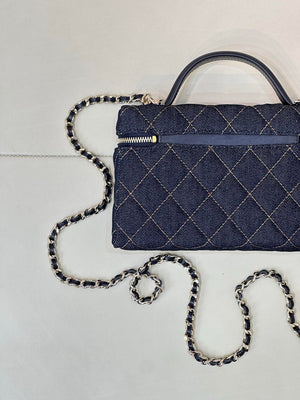 Chanel Classic Vanity with Chain Denim & Gold-Tone Metal AP4385 Dark Blue & Orange - Default Title - View 9