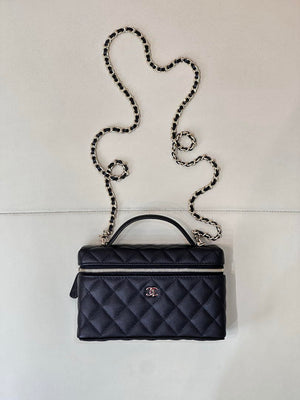 Chanel Classic Vanity with Chain Grained Shiny Calfskin & Gold-Tone Metal AP4385 Black - Default Title - View 1