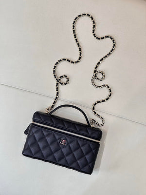 Chanel Classic Vanity with Chain Grained Shiny Calfskin & Gold-Tone Metal AP4385 Black - Default Title - View 3