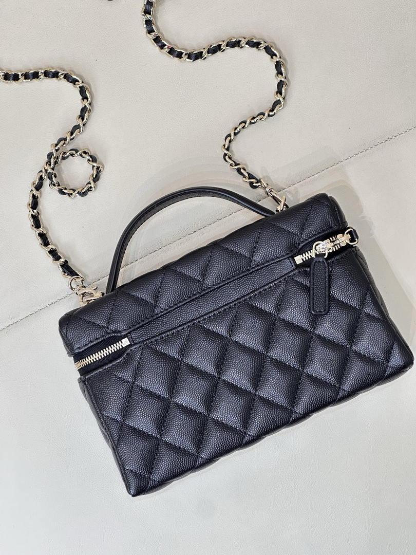 Chanel Classic Vanity with Chain Grained Shiny Calfskin & Gold-Tone Metal AP4385 Black