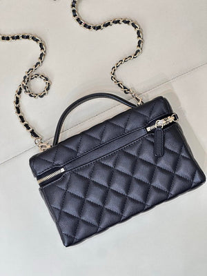 Chanel Classic Vanity with Chain Grained Shiny Calfskin & Gold-Tone Metal AP4385 Black - Default Title - View 10