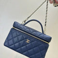Chanel Classic Vanity with Chain Grained Shiny Calfskin & Gold-Tone Metal AP4385 Navy Blue - Default Title - View 1