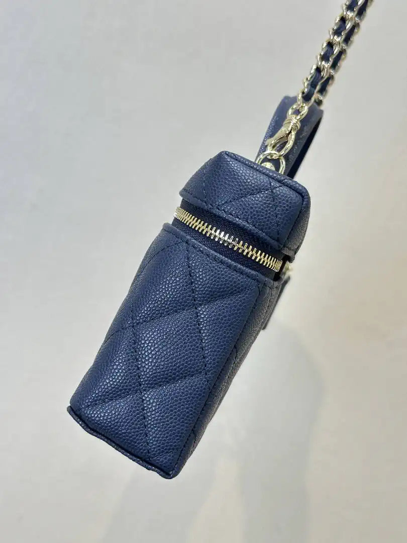 Chanel Classic Vanity with Chain Grained Shiny Calfskin & Gold-Tone Metal AP4385 Navy Blue - Default Title - View 2