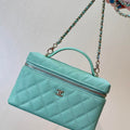 Chanel Classic Vanity with Chain Grained Shiny Calfskin & Gold-Tone Metal AP4385 Green - Default Title - View 1