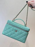 Chanel Classic Vanity with Chain Grained Shiny Calfskin & Gold-Tone Metal AP4385 Green